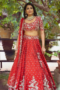 Royal Red Intricate Embroidered Lehenga