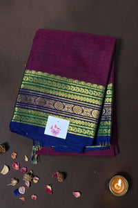 Elegant Purple Cotton Saree with Dual Color Border