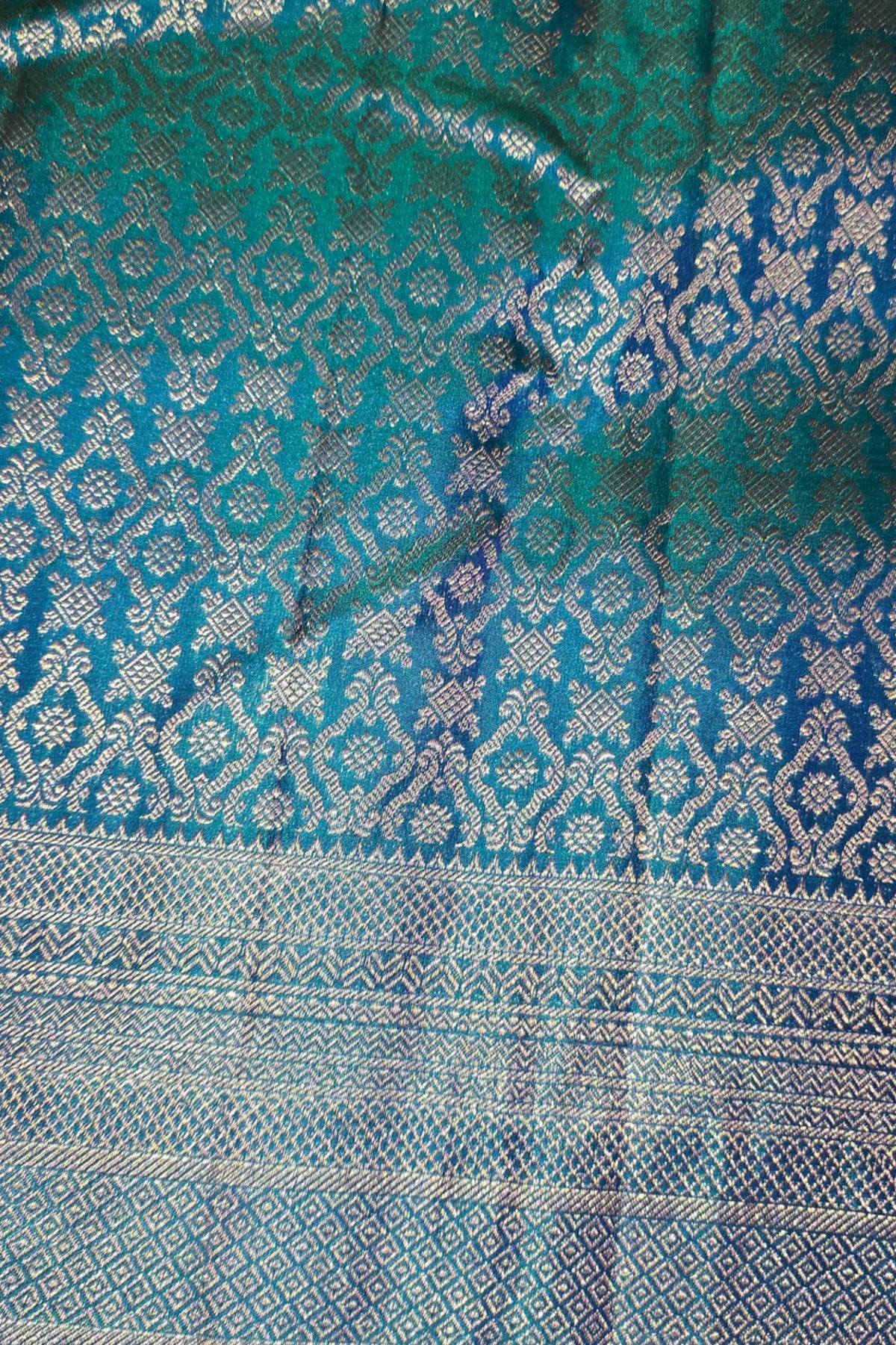Sky Blue Kanchipuram Silk Saree with Rich Gold Border