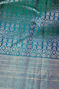 Sky Blue Kanchipuram Silk Saree with Rich Gold Border