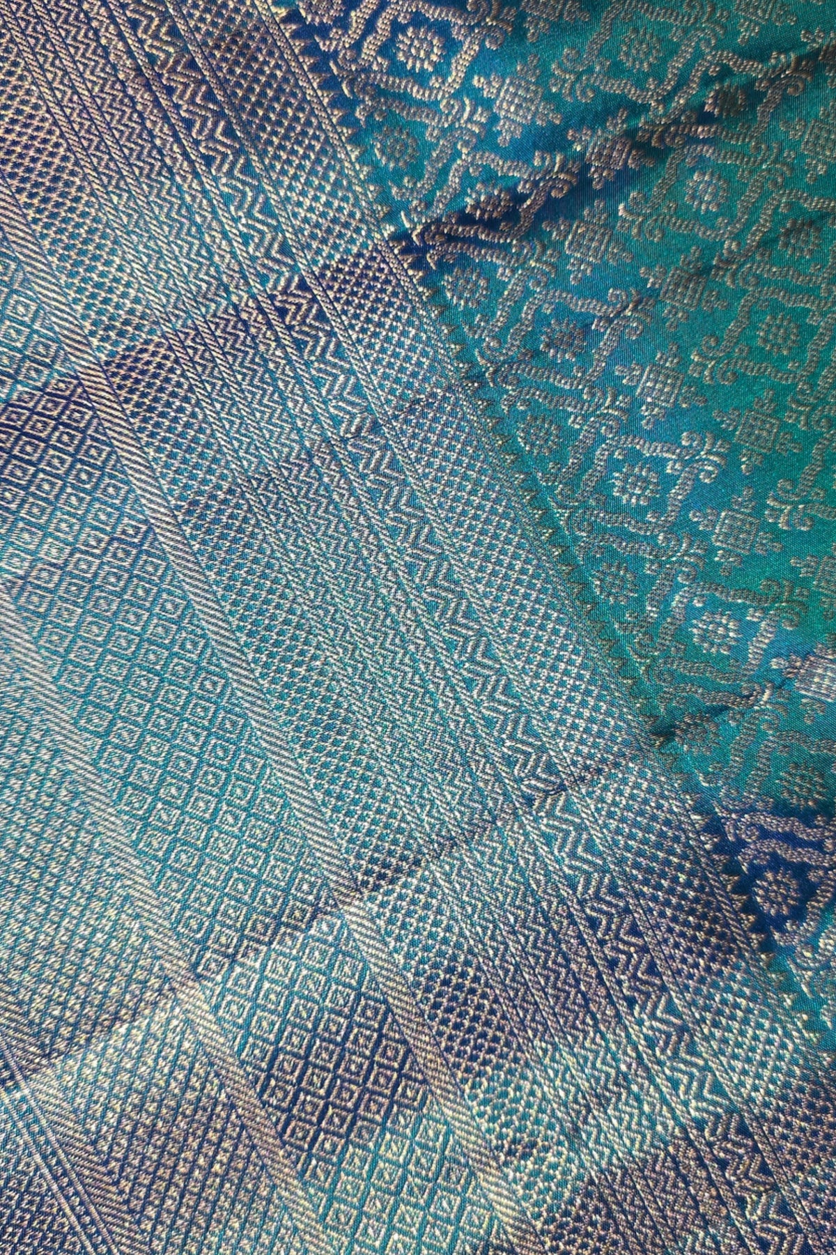 Sky Blue Kanchipuram Silk Saree with Rich Gold Border