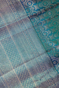 Sky Blue Kanchipuram Silk Saree with Rich Gold Border