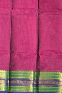Elegant Purple Cotton Saree with Dual Color Border