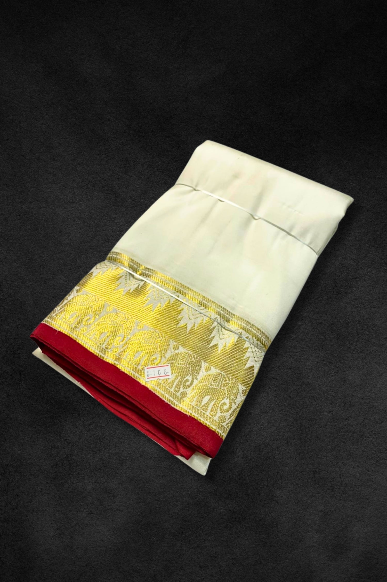 Graceful Creamy White Vesti with Wide Gold Zari Edge