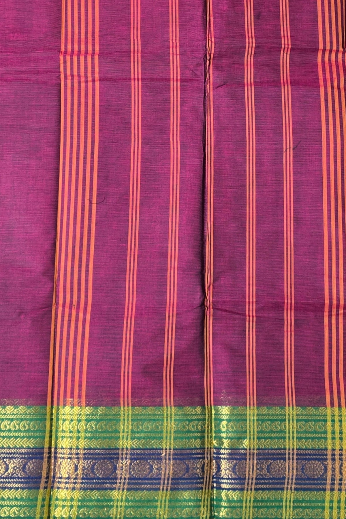 Elegant Purple Cotton Saree with Dual Color Border