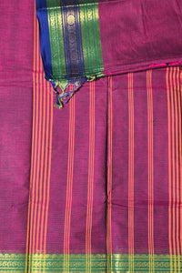 Elegant Purple Cotton Saree with Dual Color Border