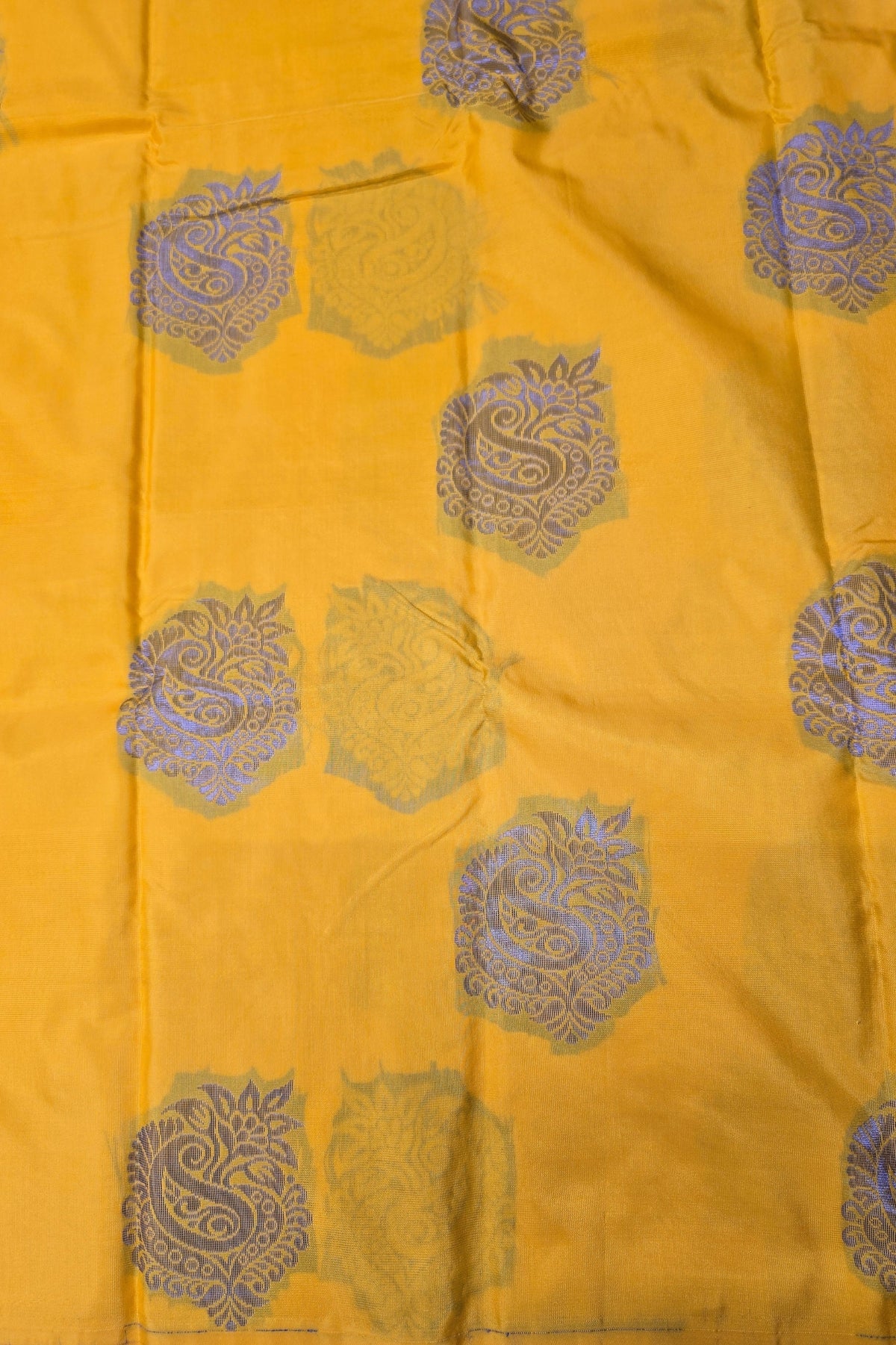 Radiant Yellow Semi Silk Saree with Elegant Floral Design