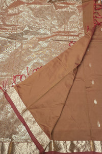 Yellowish Brown Semi Kanchi Saree