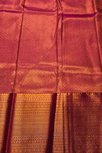 Graceful Light Blue Semi Kanchi Silk Saree with Pink Border