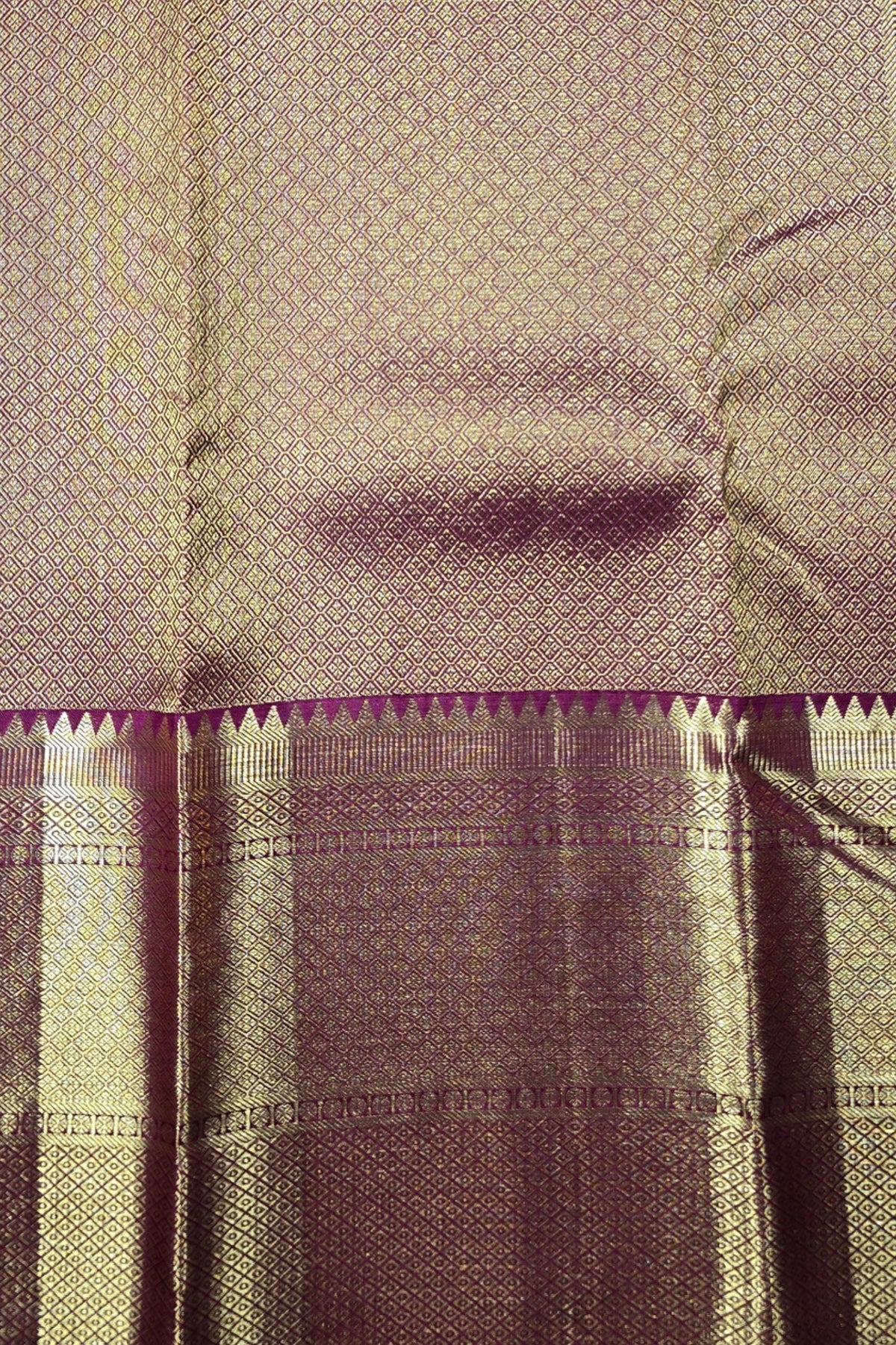 Blush Pink Kanchipuram Silk Saree with Gold Patterned Weaving
