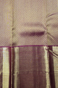 Blush Pink Kanchipuram Silk Saree with Gold Patterned Weaving
