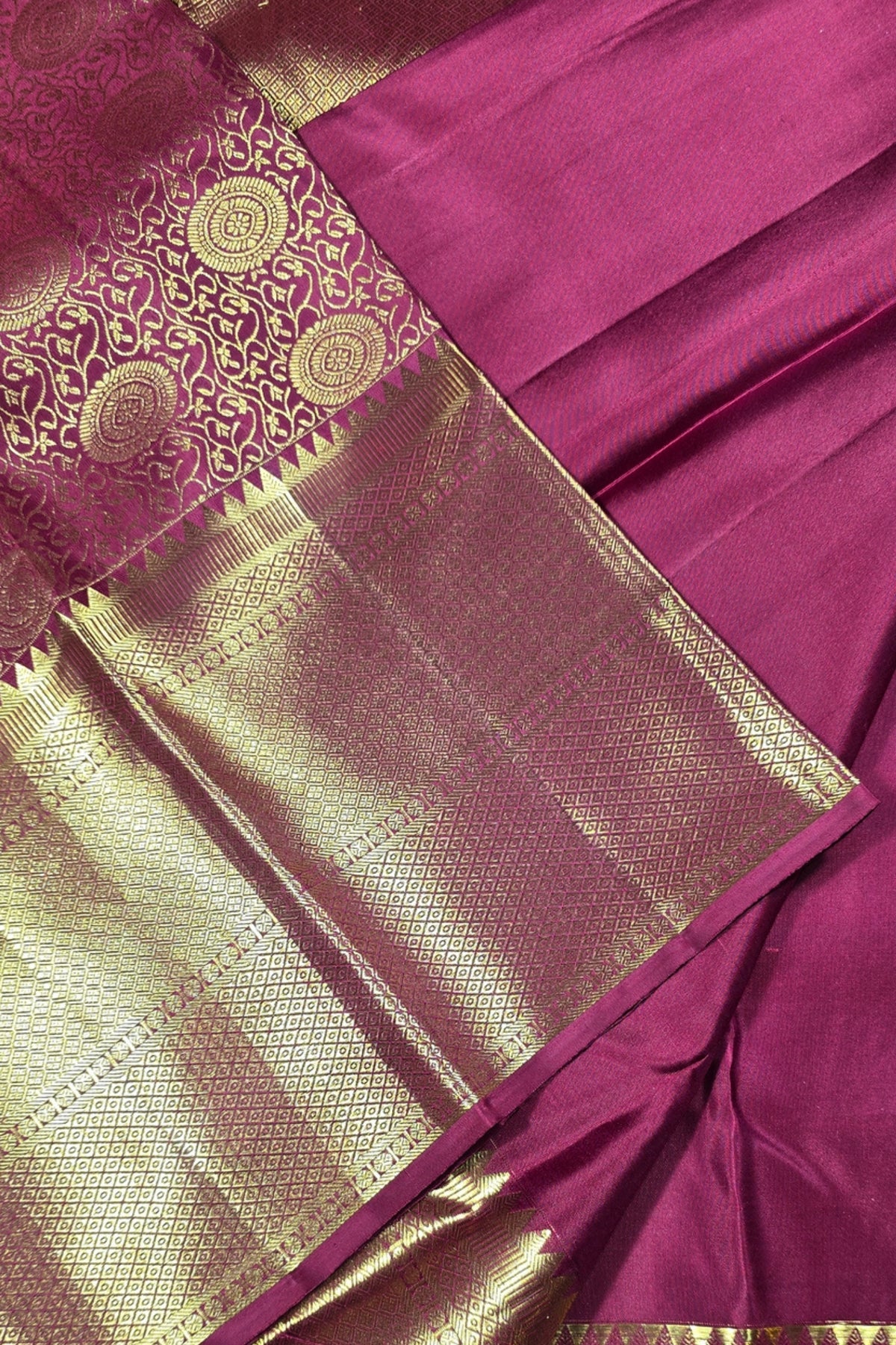 Blush Pink Kanchipuram Silk Saree with Gold Patterned Weaving