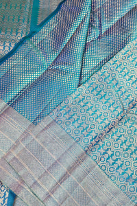 Sky Blue Kanchipuram Silk Saree with Rich Gold Border