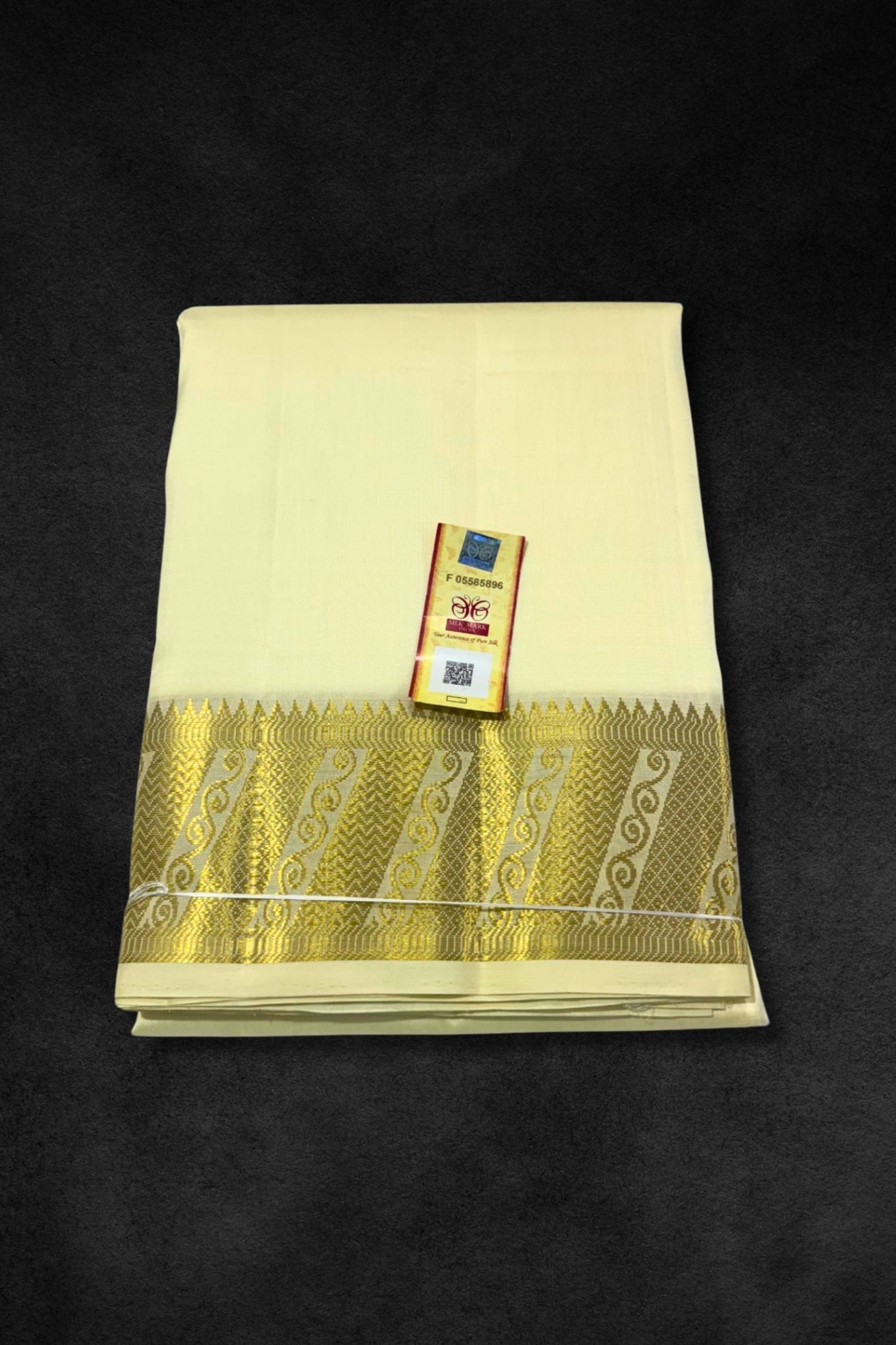 Regal Creamy White Vesti with Fine Gold Zari Stripes