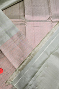 Close-up of fabric with pink and gray patterns
