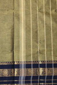 Stylish Army Green Cotton Saree with Black Border