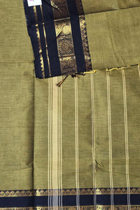 Stylish Army Green Cotton Saree with Black Border
