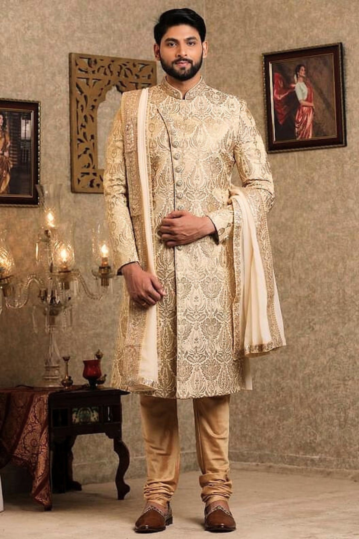 Regal Radiance Golden Sherwani