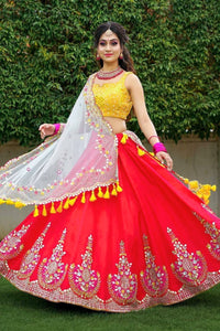 Radiant Yellow with Red Contrast Lehenga