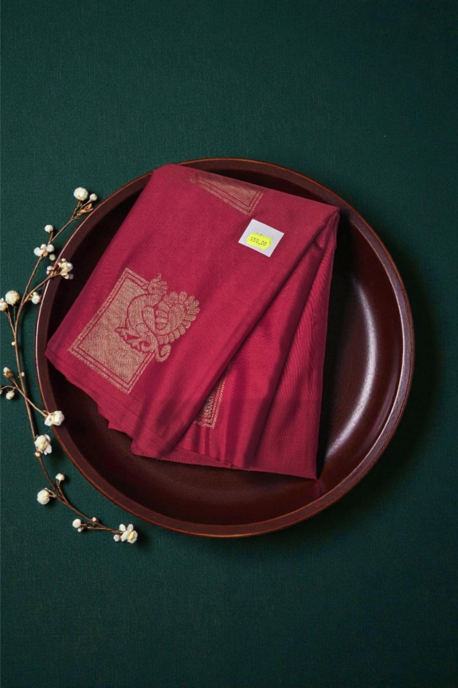 Royal Red Semi Silk Saree with Majestic Peacock Design