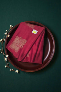 Royal Red Semi Silk Saree with Majestic Peacock Design