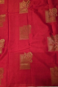 Royal Red Semi Silk Saree with Majestic Peacock Design