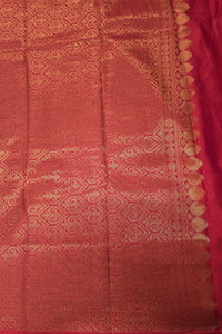 Royal Red Semi Silk Saree with Majestic Peacock Design