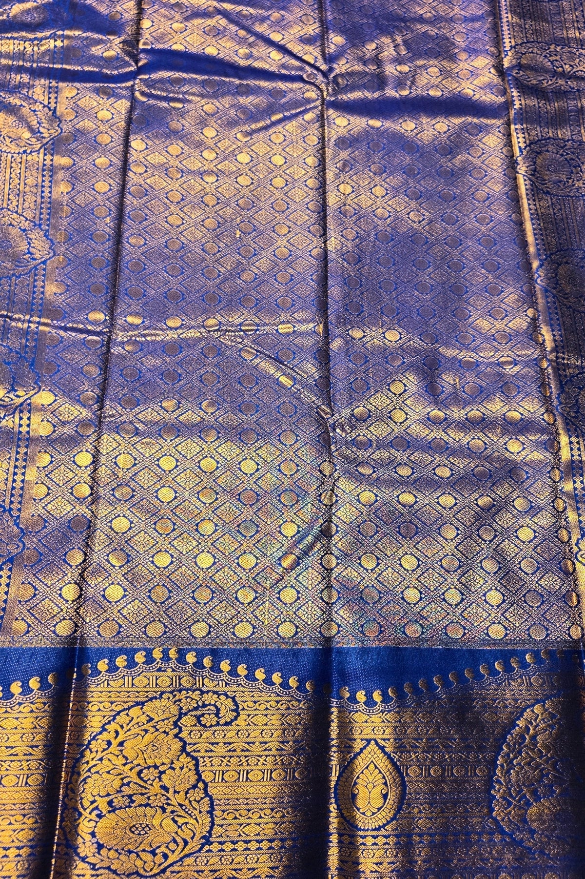 Blue fabric with gold patterns