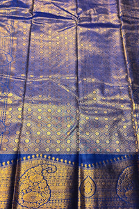 Blue fabric with gold patterns