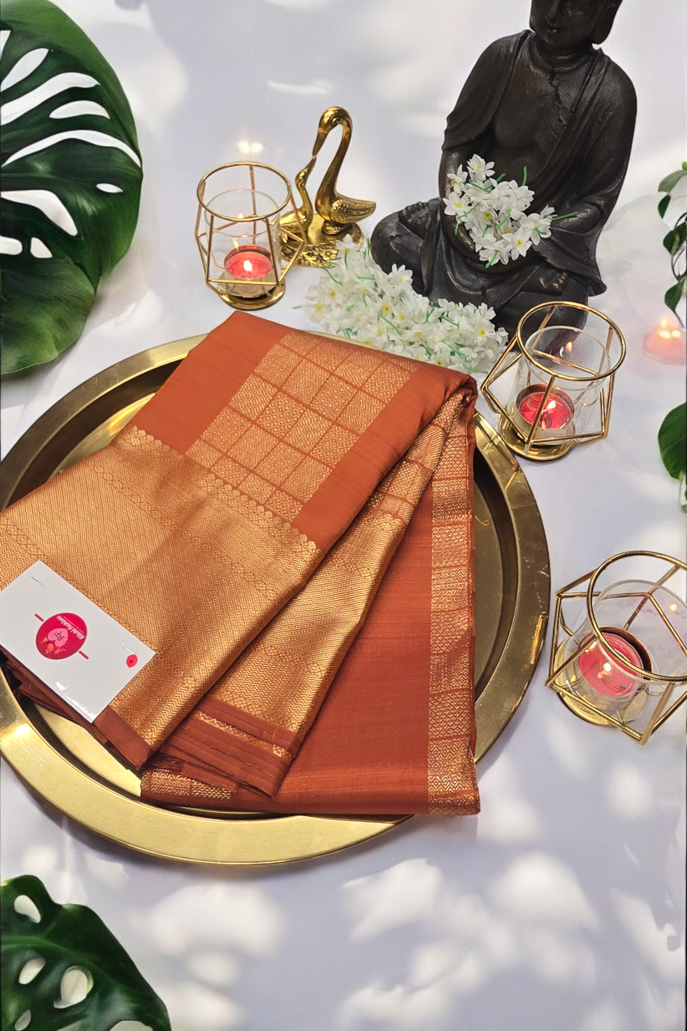 Chestnut Brown Kanjipuram Saree with  Border