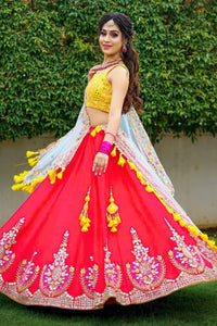Radiant Yellow with Red Contrast Lehenga