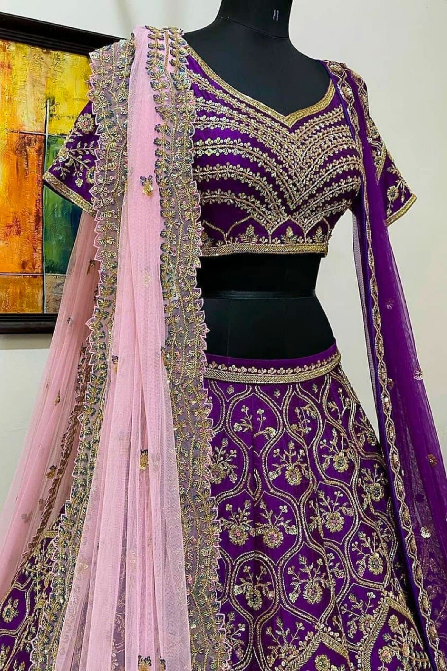Dark Lavender Regal Embroidered Lehenga