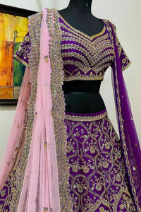 Dark Lavender Regal Embroidered Lehenga