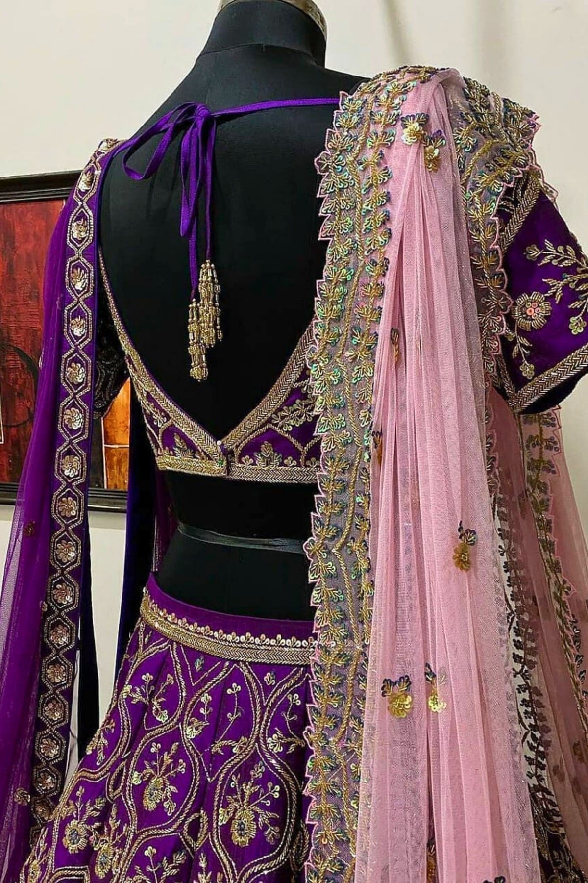 Dark Lavender Regal Embroidered Lehenga
