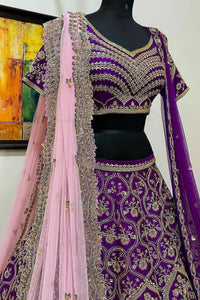 Dark Lavender Regal Embroidered Lehenga