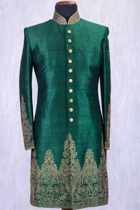 Emerald Majesty: Dark Green Sherwani with Royal Embroidery