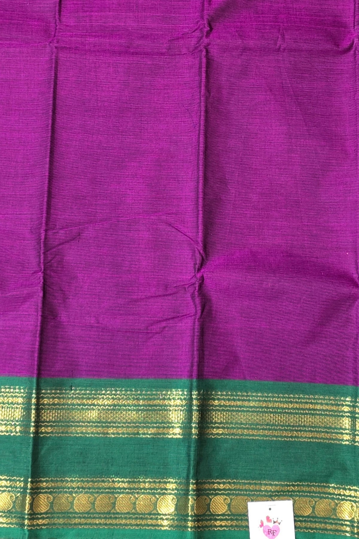 Elegant Purple Cotton Saree with Green Border