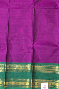 Elegant Purple Cotton Saree with Green Border