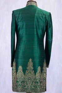 Emerald Majesty: Dark Green Sherwani with Royal Embroidery