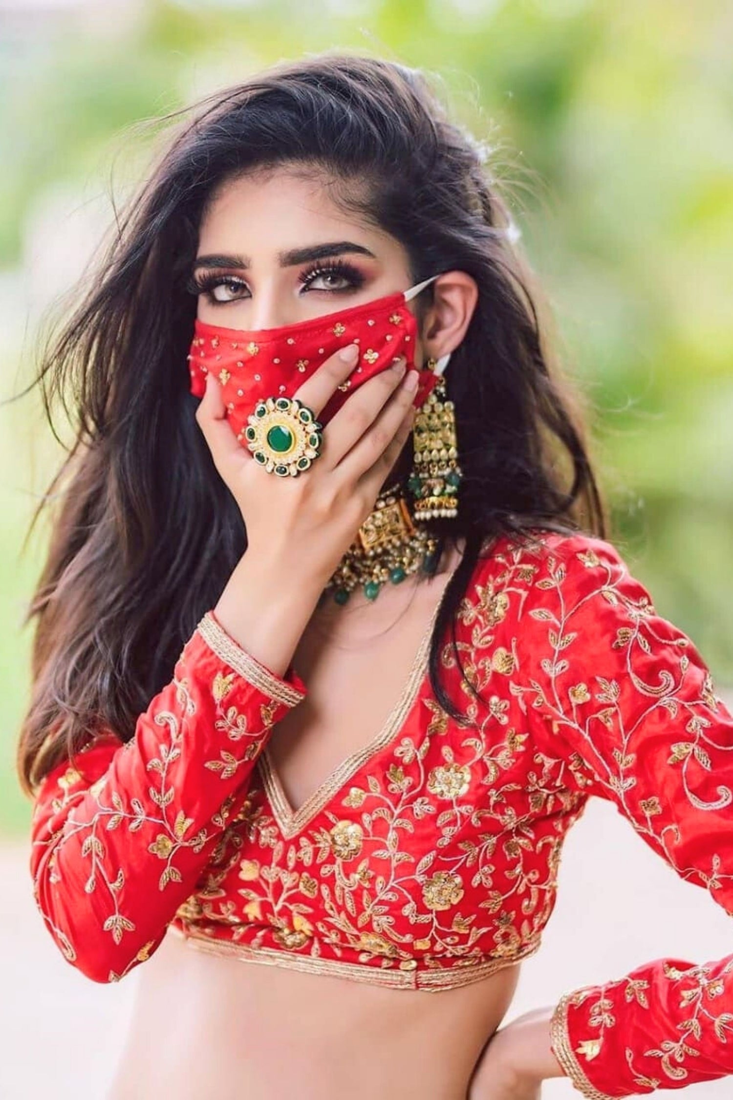 Cherry Red Opulent Embroidered Lehenga