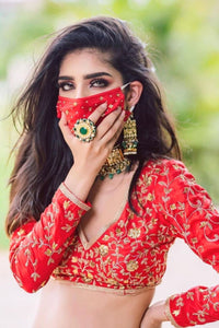 Cherry Red Opulent Embroidered Lehenga
