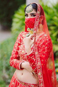 Cherry Red Opulent Embroidered Lehenga