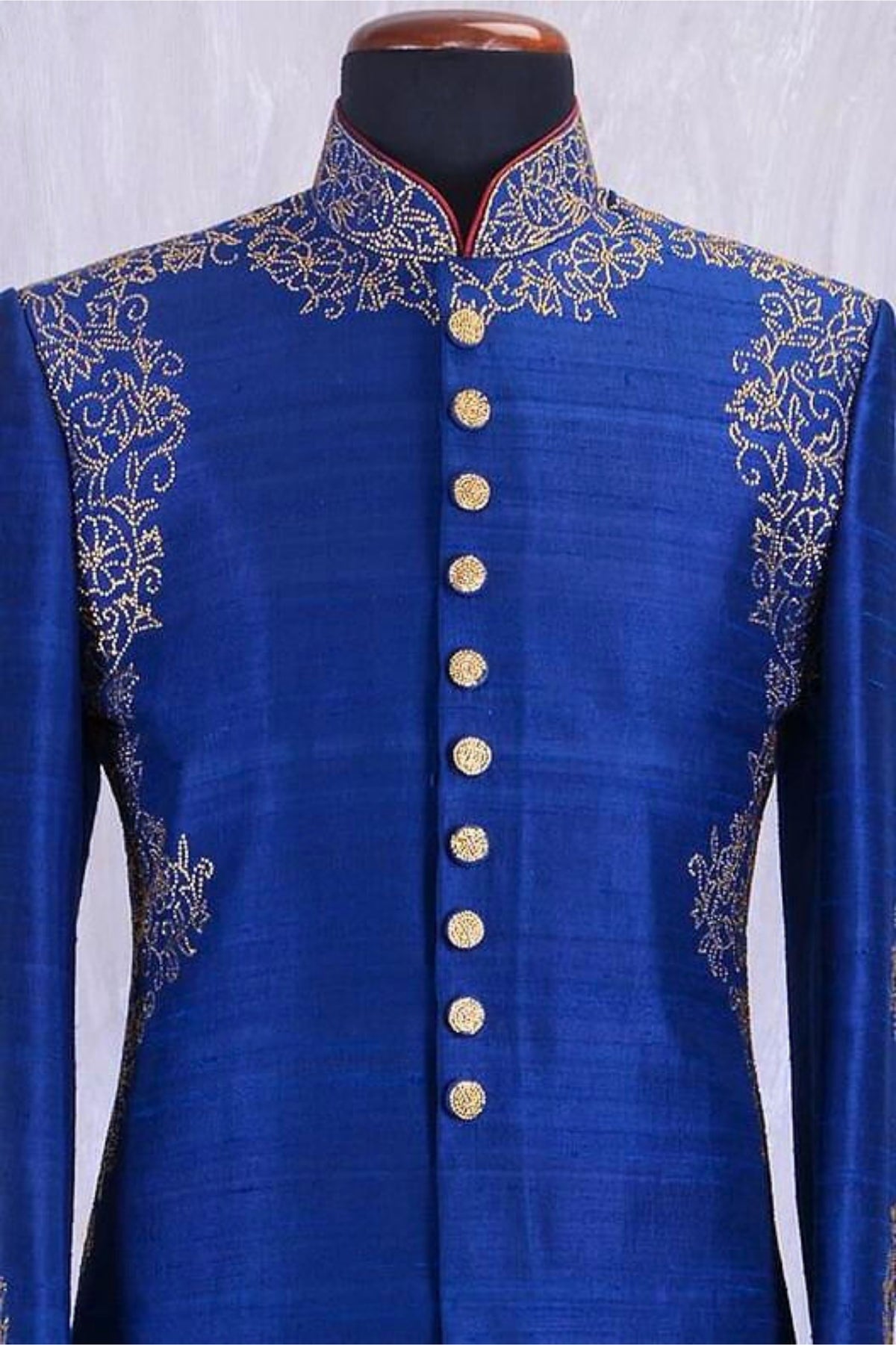 Royal Blue Sherwani with Elegant Embroidery