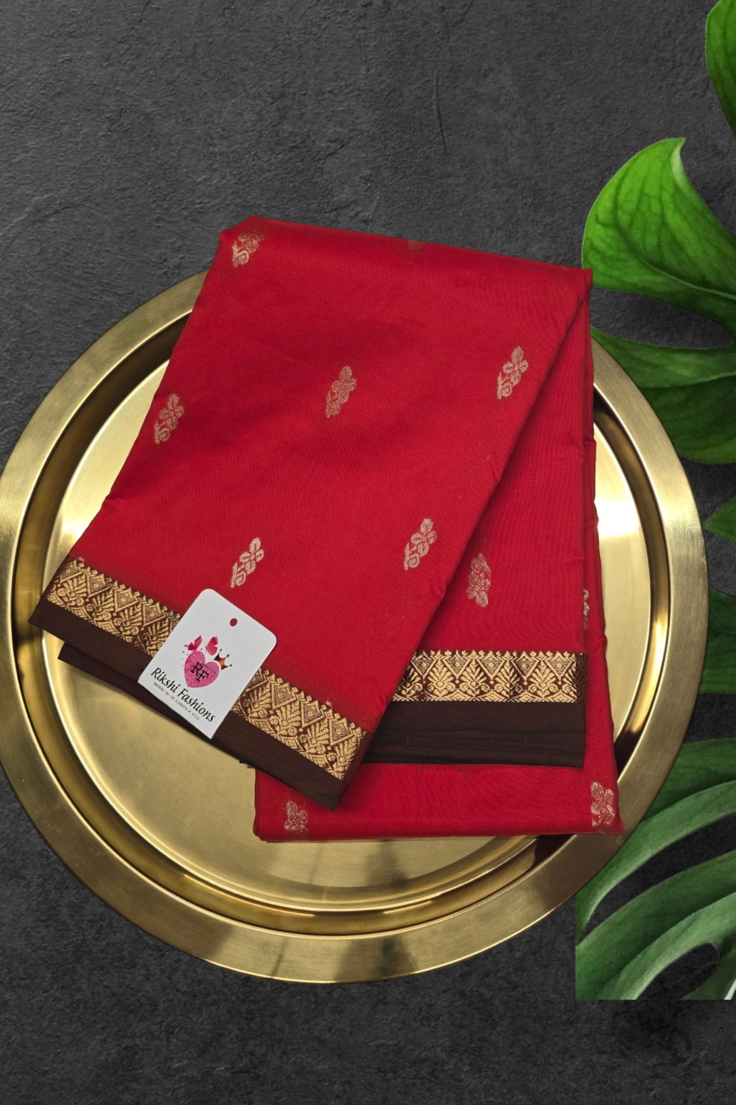 Red with Green Semi Kanchi Silk Saree