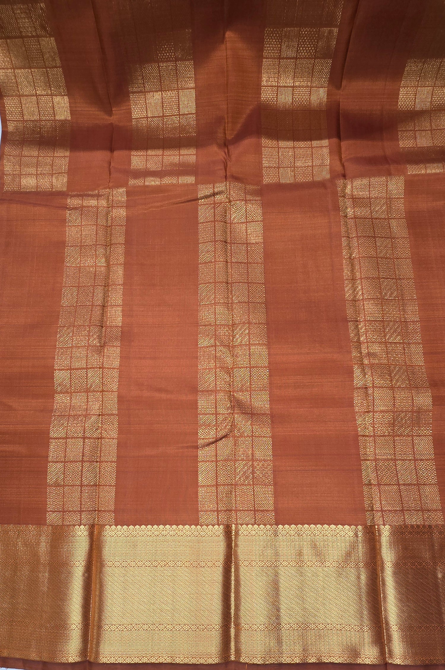 Chestnut Brown Kanjipuram Saree with  Border