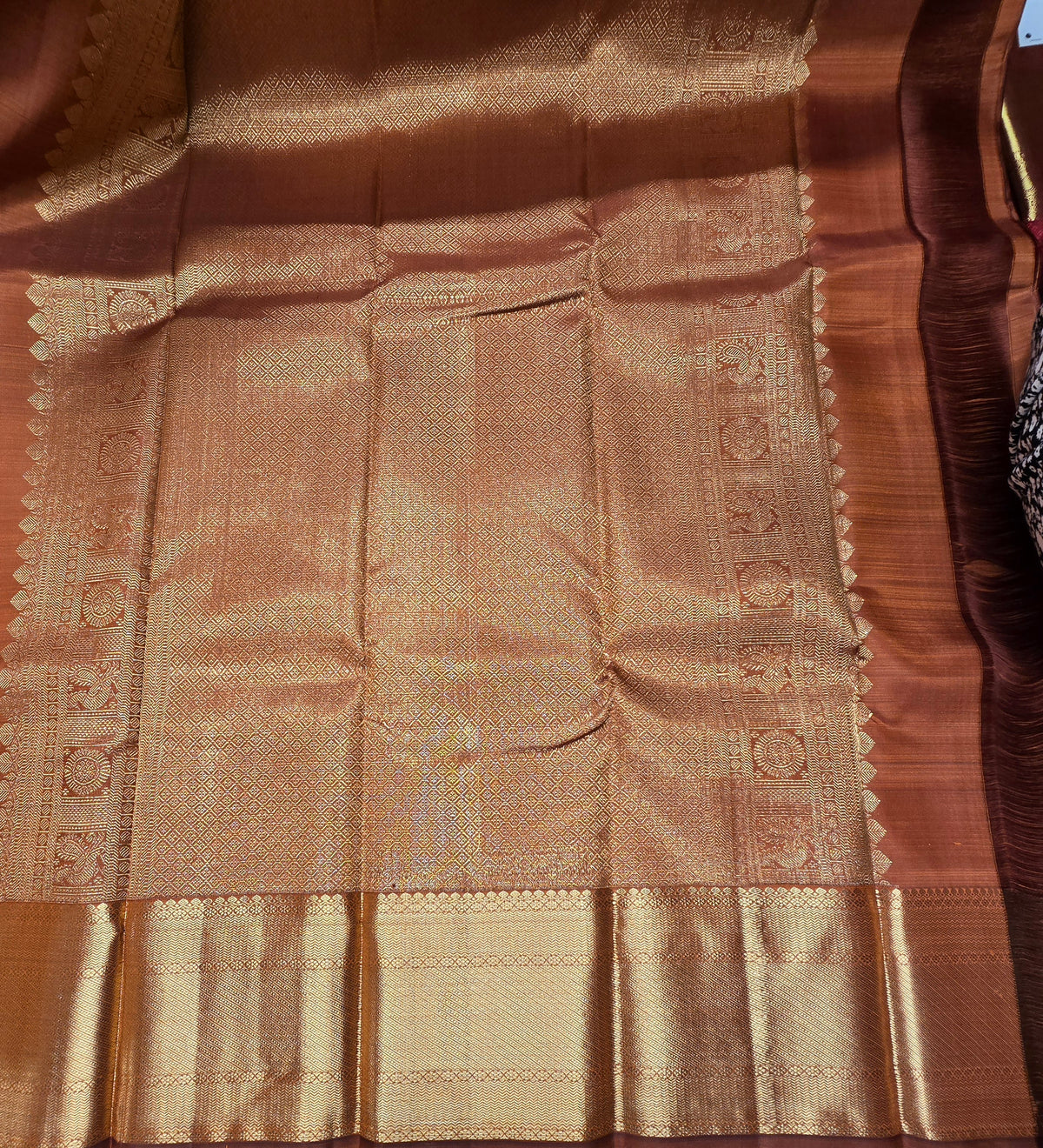 Chestnut Brown Kanjipuram Saree with  Border