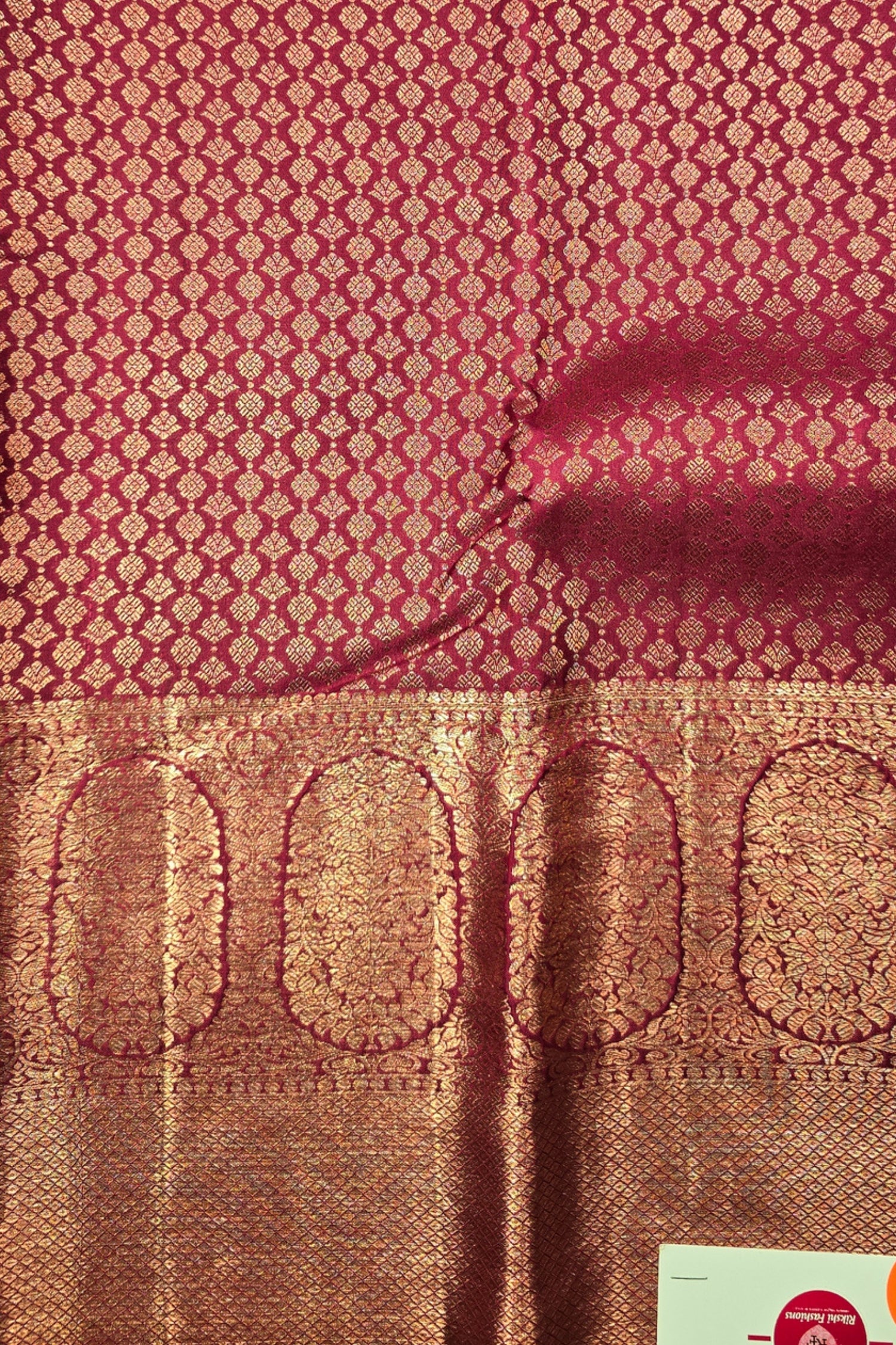 Close-up of a patterned fabric with intricate designs