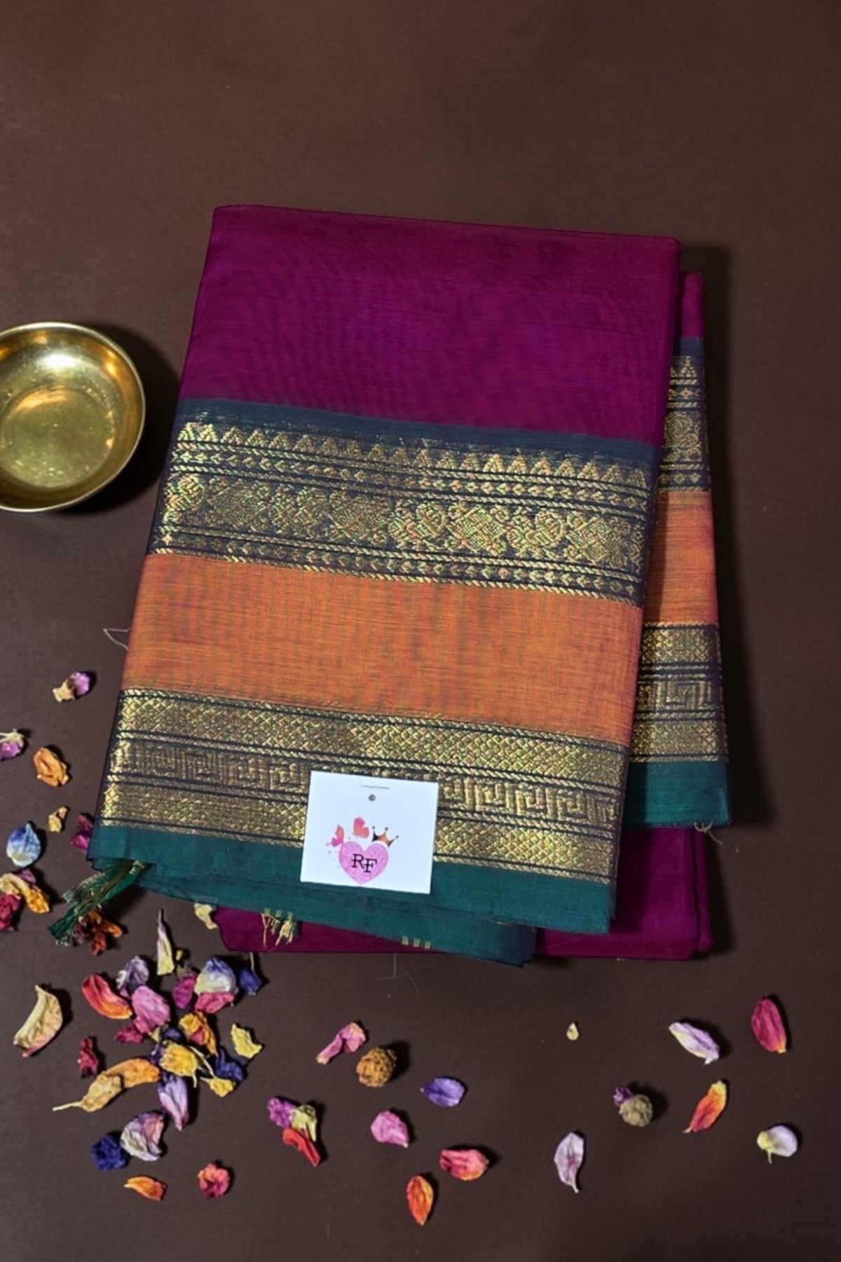 Graceful Purple Cotton Saree with Dual Tone Border