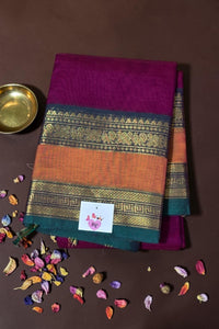 Graceful Purple Cotton Saree with Dual Tone Border