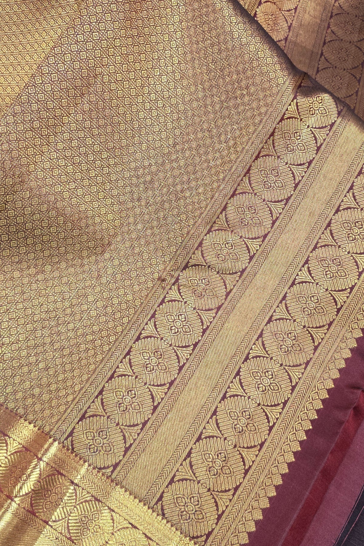 Close-up of a patterned fabric with geometric designs